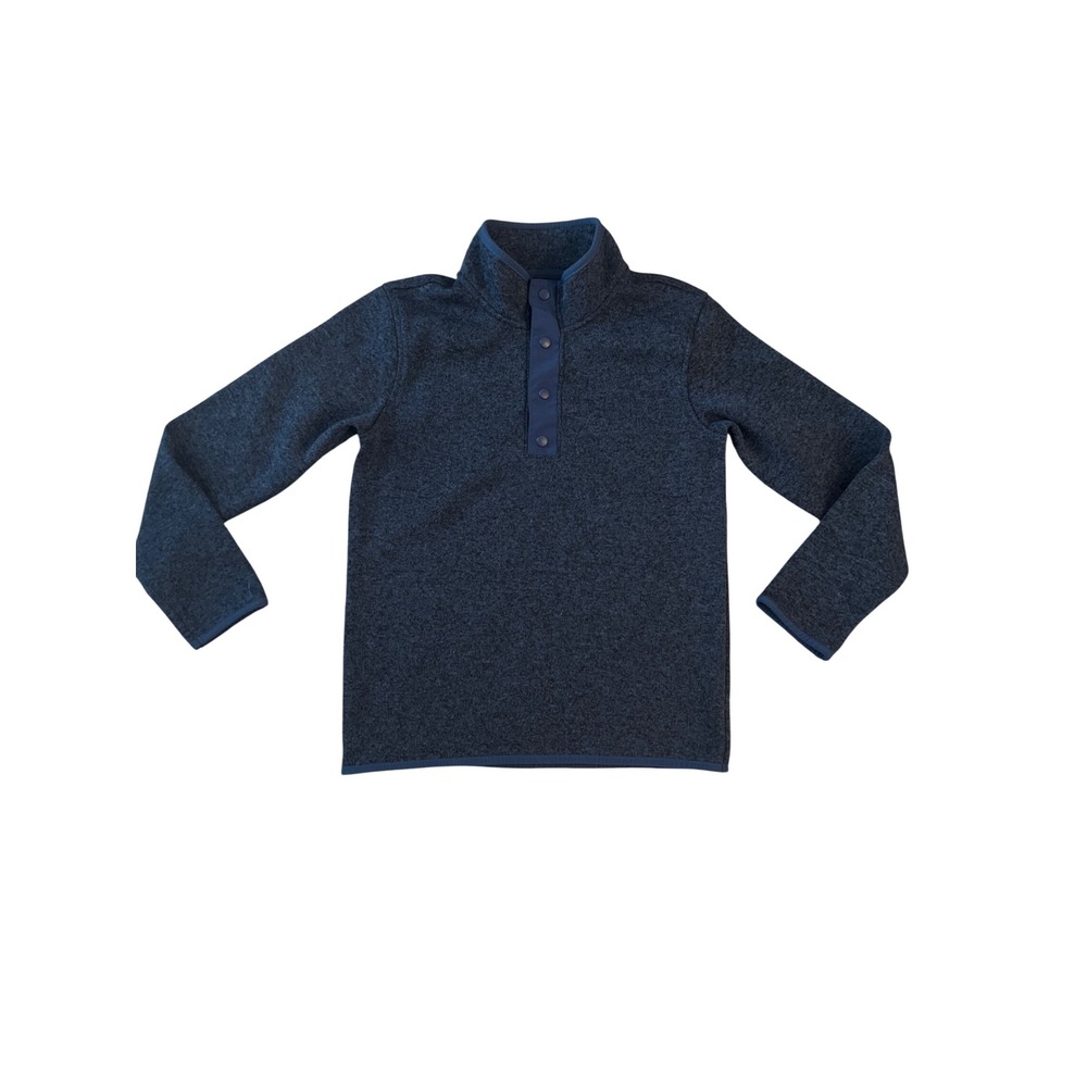 Crewcuts Boys Navy Blue Marl Sweater Fleece Snap Pullover Size L 10-11